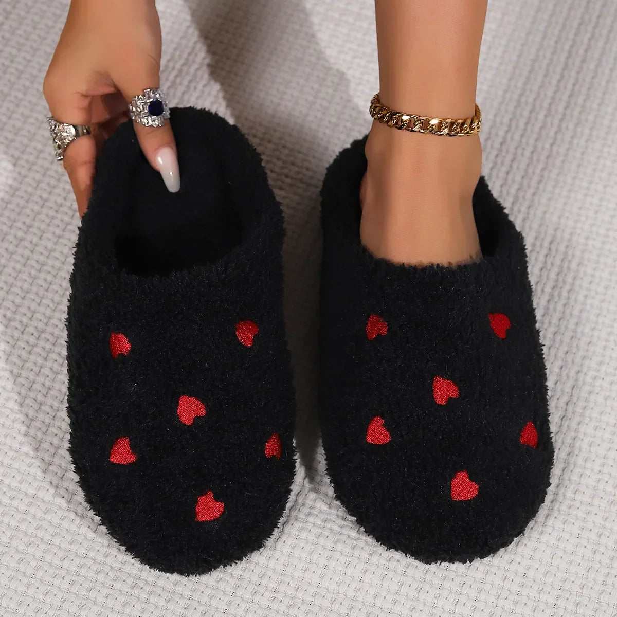 Chaussons d'hiver on coeur