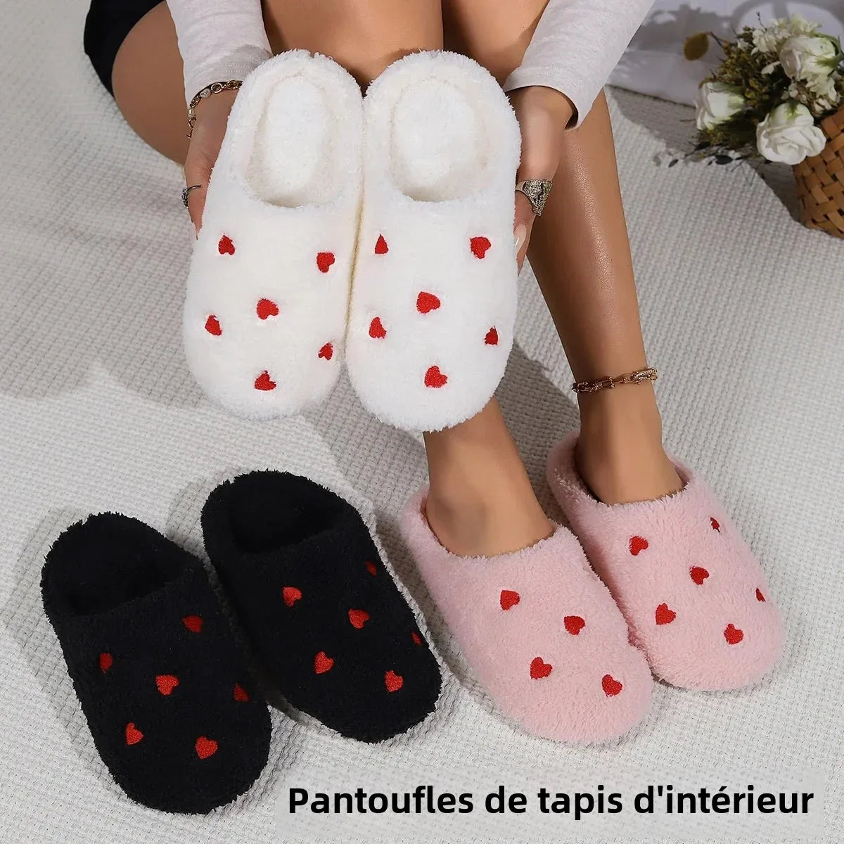 Chaussons d'hiver on coeur